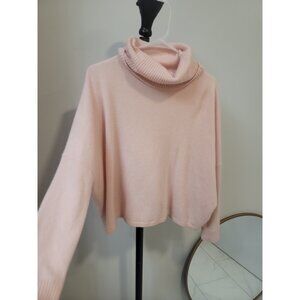 MINNIE ROSE 100% Cashmere Pink Cowl Neck Sweater Size Xs/S